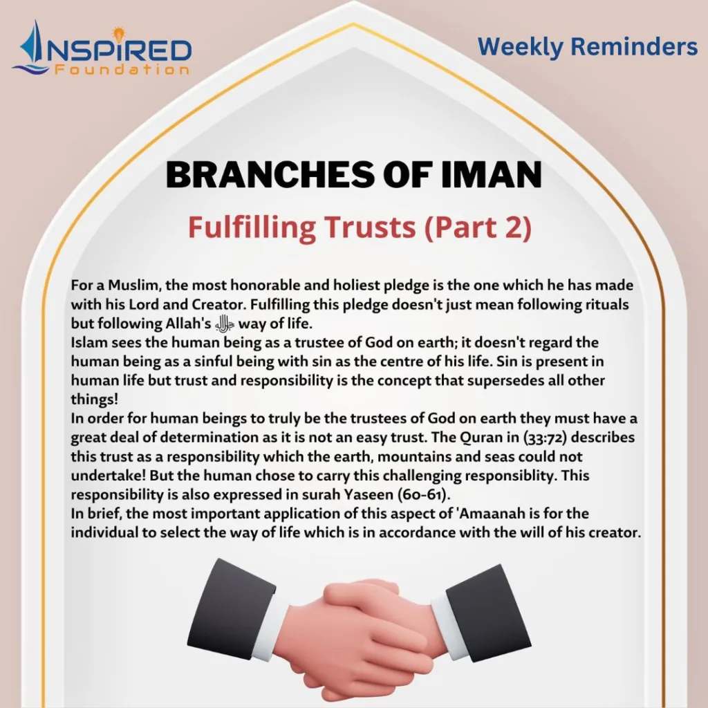 Branches of Iman: Fulfilling Trusts (Part 2)