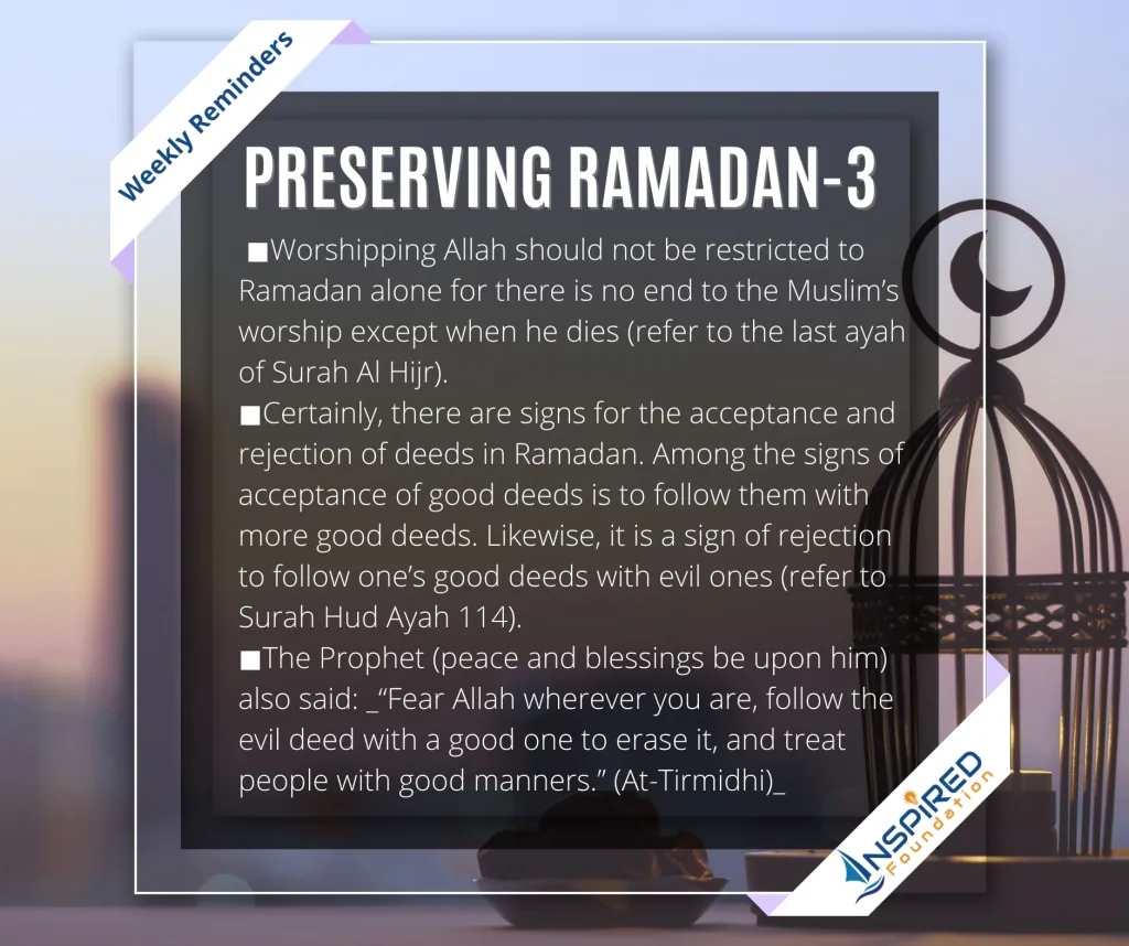 Preserving Ramadan (Part 3)